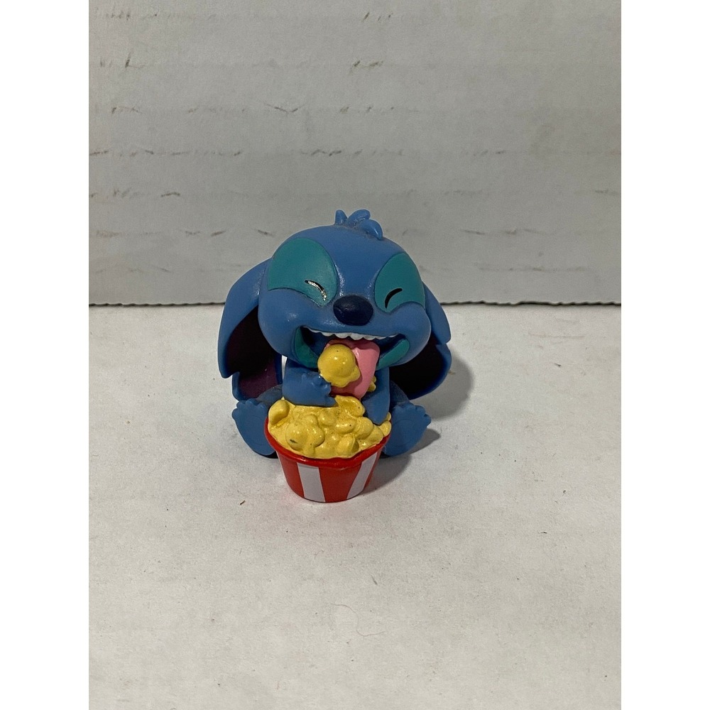 Disney Stitch PVC Figure Lilo & Stitch Eating Popcorn Blue Small Excellent